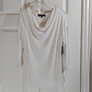 NWT Jones New York, cowl neck top, White, size S.